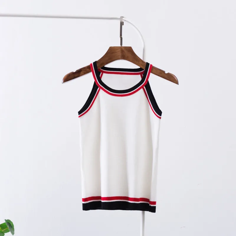 Женский облегающий трикотажный топ на бретельках однотонная Однотонная