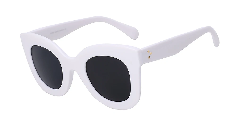 White w black lens Горячая Распродажа, модные женские солнцезащитные очки с заклепками и большой оправой, женские роскошные брендовые дизайнерские Винтажные Солнцезащитные Очки - Цвет линз: White w black lens