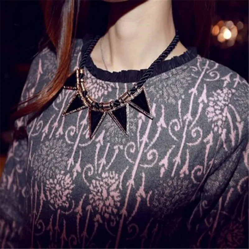 Женское длинное колье с треугольным кулоном со стразами|fashion jewelry|jewelry fashionfashion