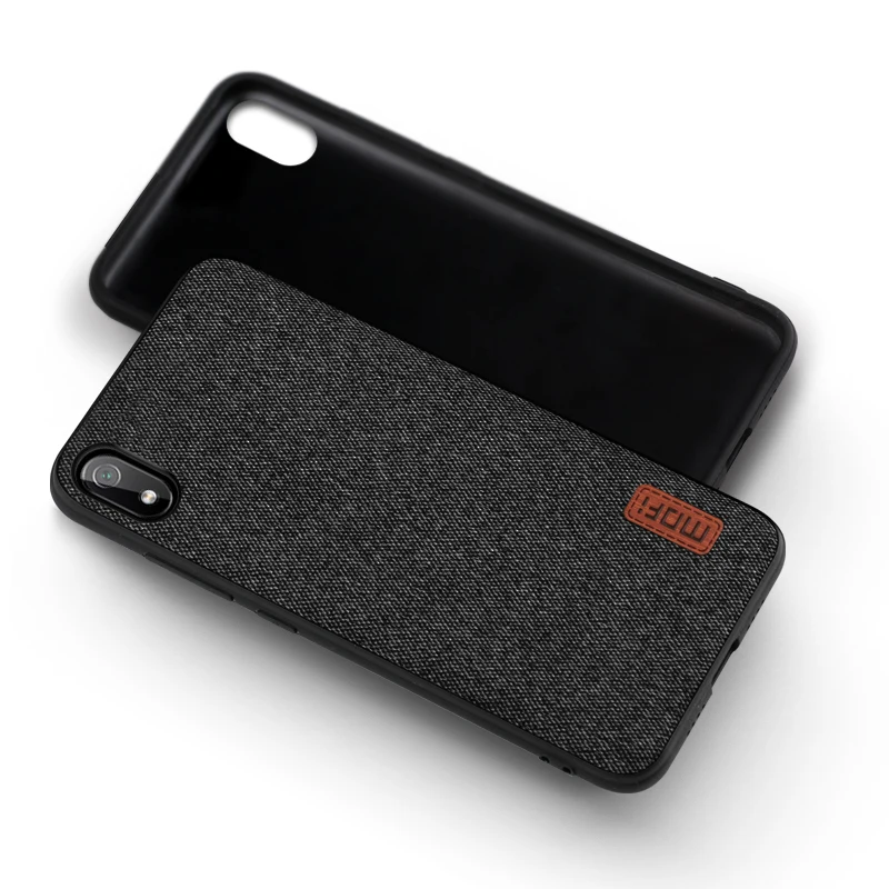black Для Xiaomi Redmi 7A чехол противоударный чехол MOFi Redmi 7A capas coque защитный хлопковый тканевый деловой чехол - Цвет: black