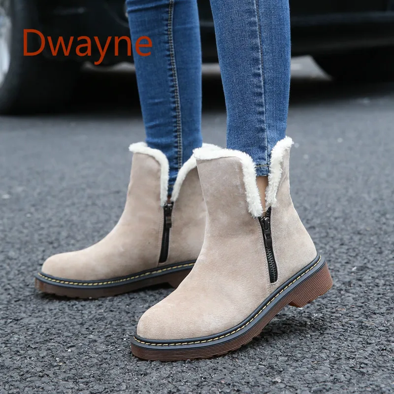 Dwayne Women Boots 2018 New Arrival Zipper Winter Fashion Ankle Snow Plush Warm Shoes 35-43 | Обувь