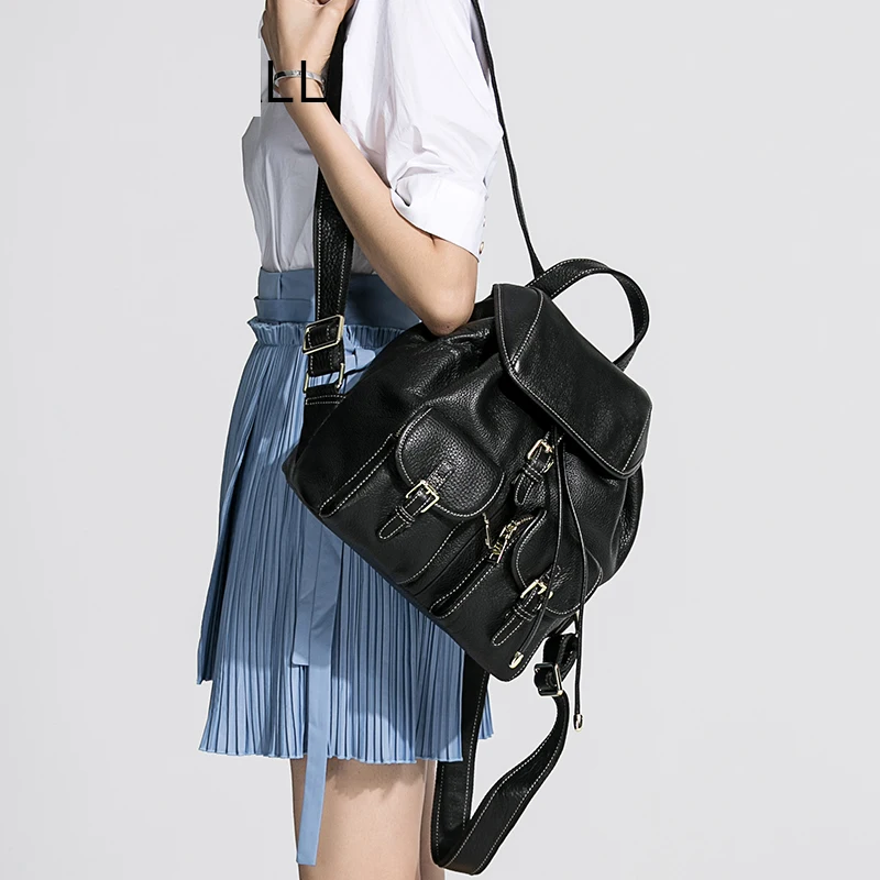 Женский дорожный рюкзак Большой Вместительный из 100% натуральной коровьей кожи