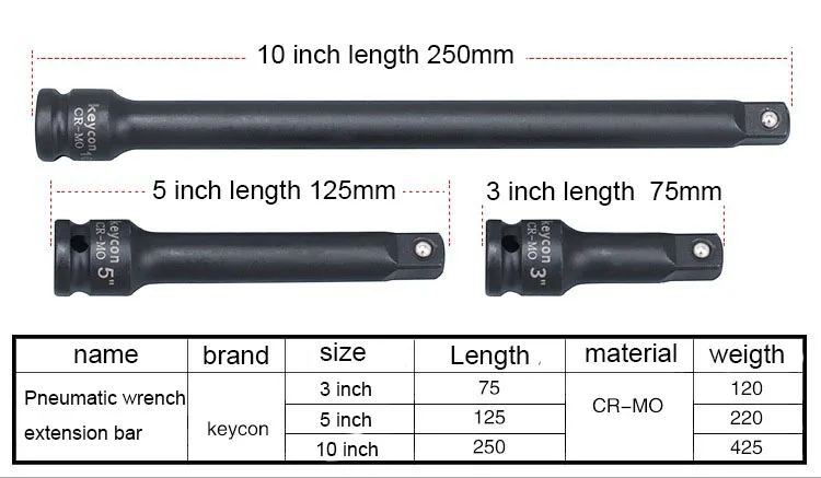 Высокое качество 1 шт. 1/2 &quot12 5 мм 3&quot/5 &quot/10&quot пневматический привод удлинитель