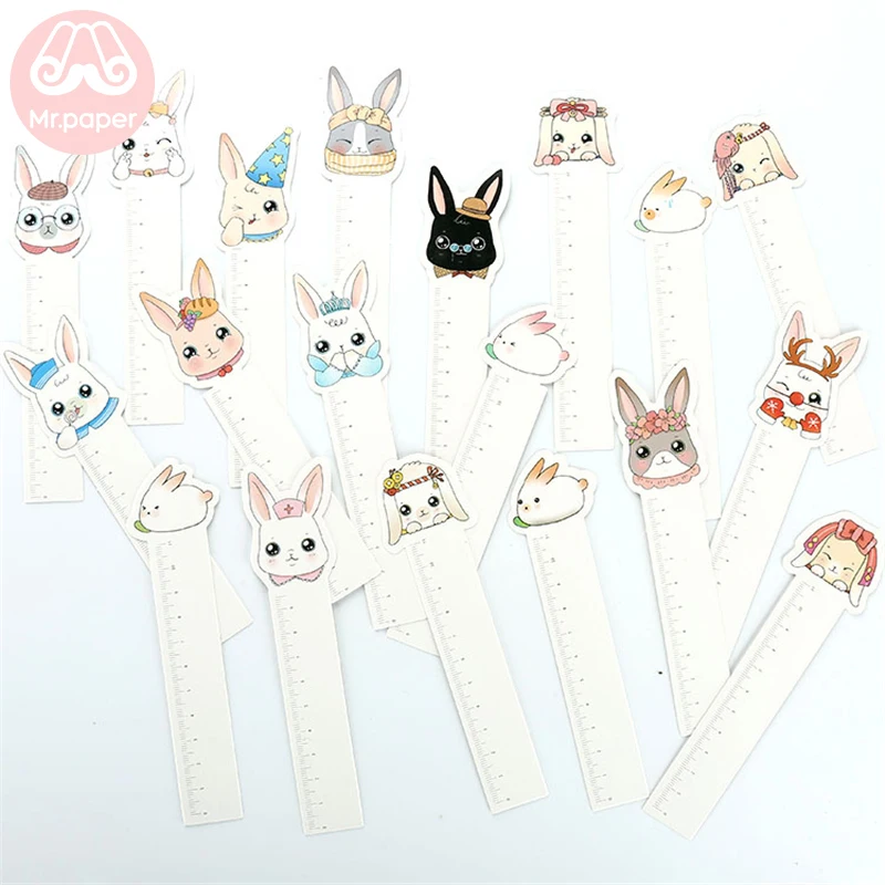 

Mr Paper 30 шт./кор. Kawaii линейка с кроликом необычные закладки для новинки, чтения, чтения, страниц, бумажные линейки, закладки