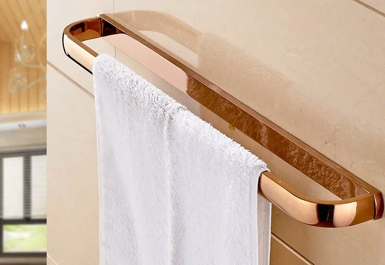 Wall Mounted Luxury Polished Rose Gold Brass Bathroom Single Towel Bar Rail Holder Accessory mba867 | Обустройство дома