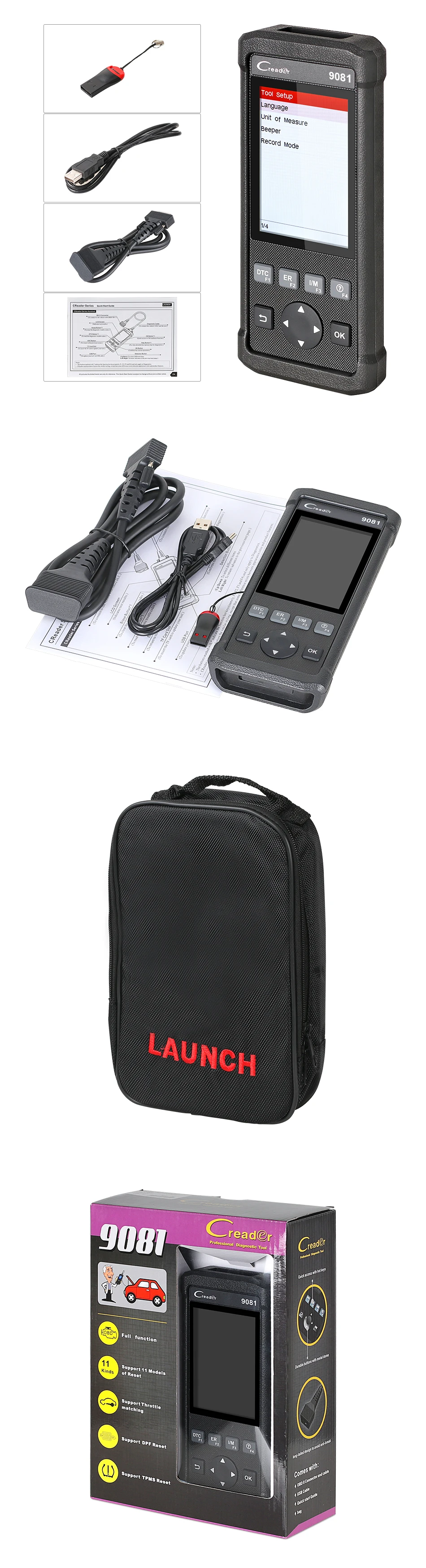 Старт Creader crp9081 OBD2 сканер с TPMS масла, EPB, dpf, abs, SAS сброса полный obd диагностические функции CRP 9081 DHL