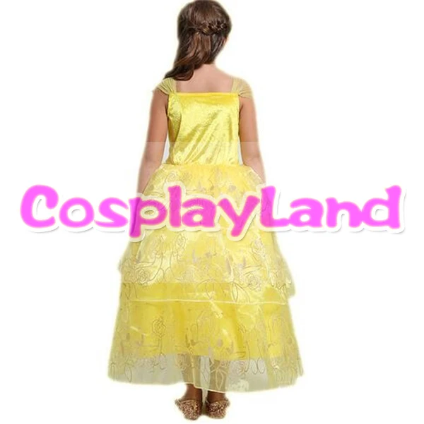 2017 новейший желтый костюм косплей платье для девочек|princess cosplay|cosplay costumebelle princess |