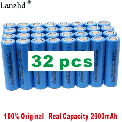 32 PCS-2600mAh Новые аккумуляторы 18650 2600 mah ICR18650 для samsung 18650 большой ток Перезаряжаемые литий-ионный аккумулятор для фонарика(10-40 шт - Цвет: 32 PCS-2600mAh
