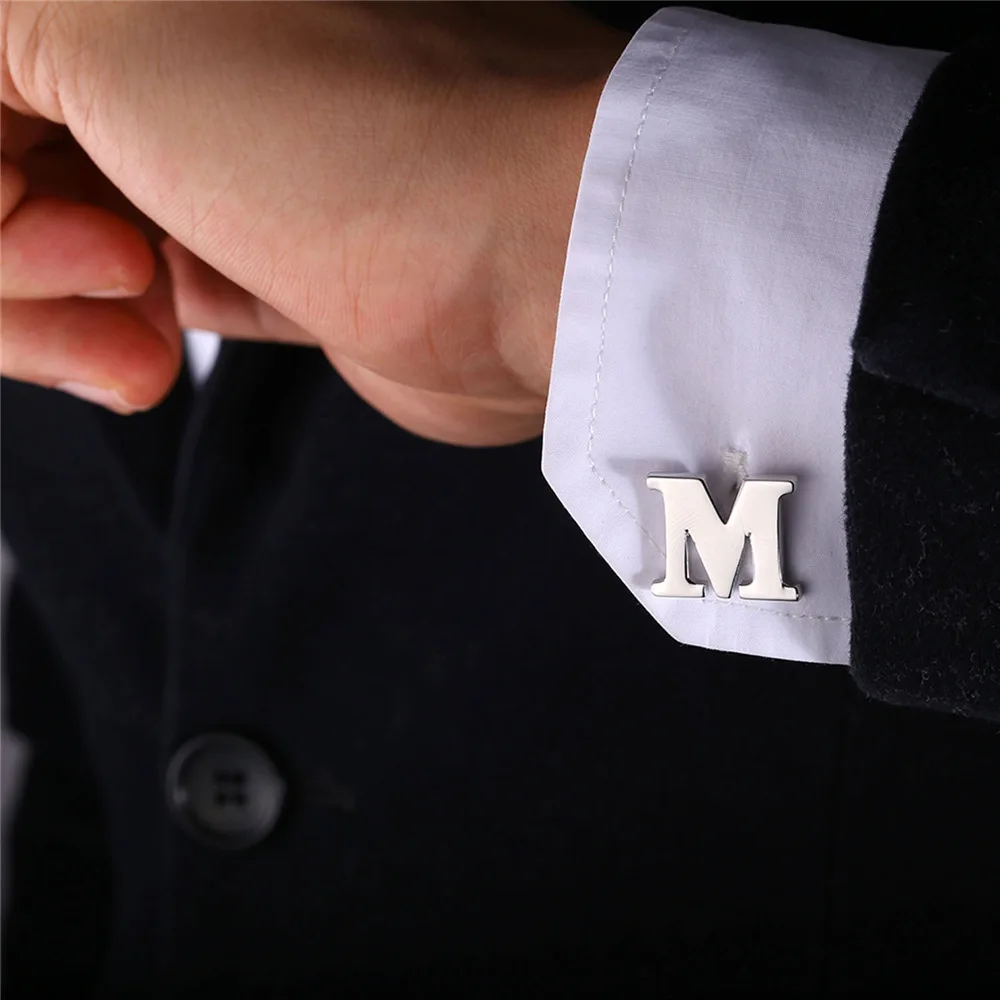 Мужские Запонки с буквами алфавита M французские ногти деловые рубашки трендовые