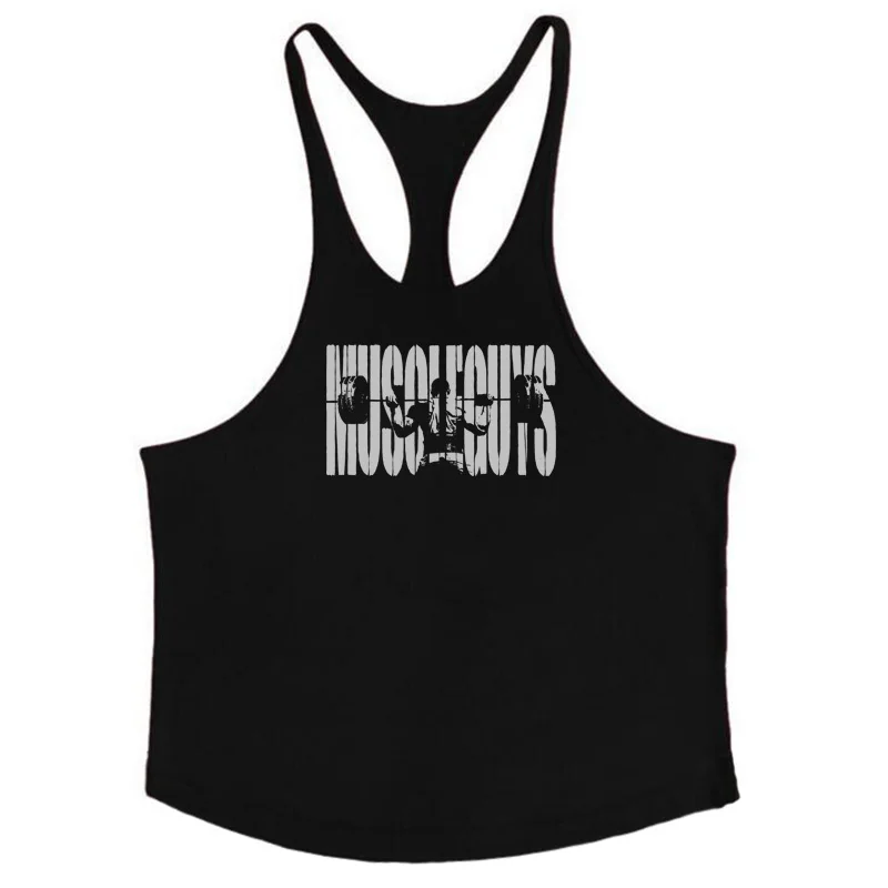 Muscleguys, одежда для фитнеса, хлопок, мужская, Y Back, безрукавка, бодибилдинг, Стрингер, 1 см., плечевой ремень, для тренажерного зала, майка для тренировок - Цвет: black 167