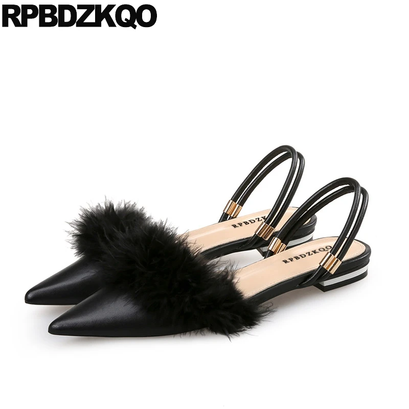 обнаженный сандалии красивая мех Китай дизайнер плоские мулы Slingback дам Женская