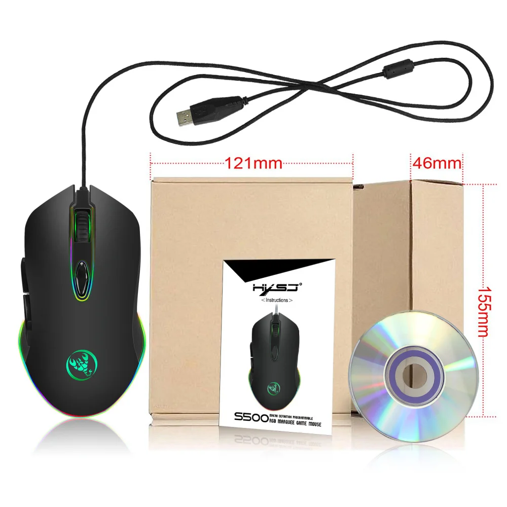 HXSJ программируемый 4800 Точек на дюйм 6 пуговиц RGB подсветкой USB Проводная