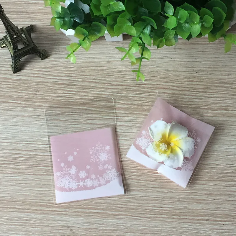 Прозрачные конфетные сумки в виде снежинок самоклеящиеся упаковочные мешки для