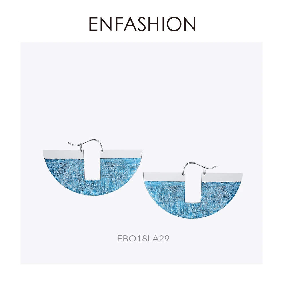 Enfashion, лаковые, художественные сережки, ручная роспись, Висячие серьги для женщин, большие, полукруглые, Эффектные серьги, букле d'oreille femme EBQ18 - Окраска металла: EBQ18LA29