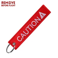 fashion car keychain red key chain holder for cars and motorcycles key fob remove before flight caution letter keychains jewelry