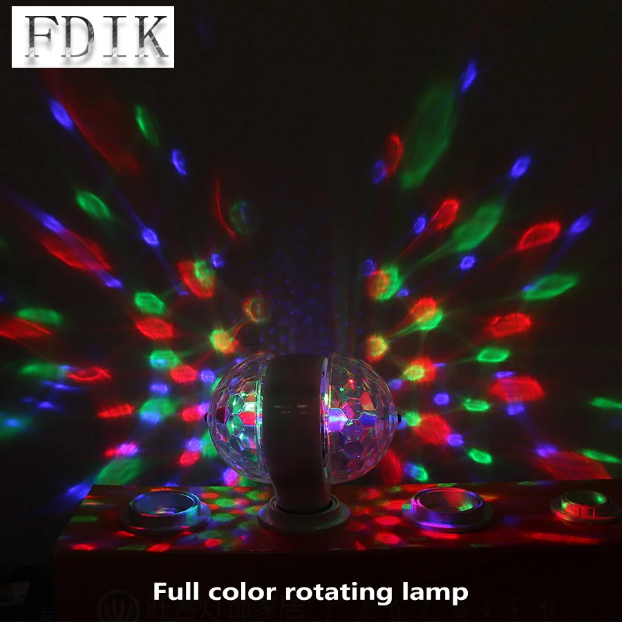 RGB LED атмосферный сценический свет E27 3 Вт вращающаяся маленькая лампа
