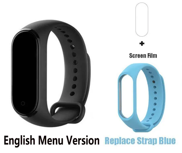 Xiaomi mi Band 4 новейший музыкальный Смарт mi band 4 браслет пульсометр фитнес 135 мАч цветной экран Bluetooth 5,0 - Цвет: add blue strap