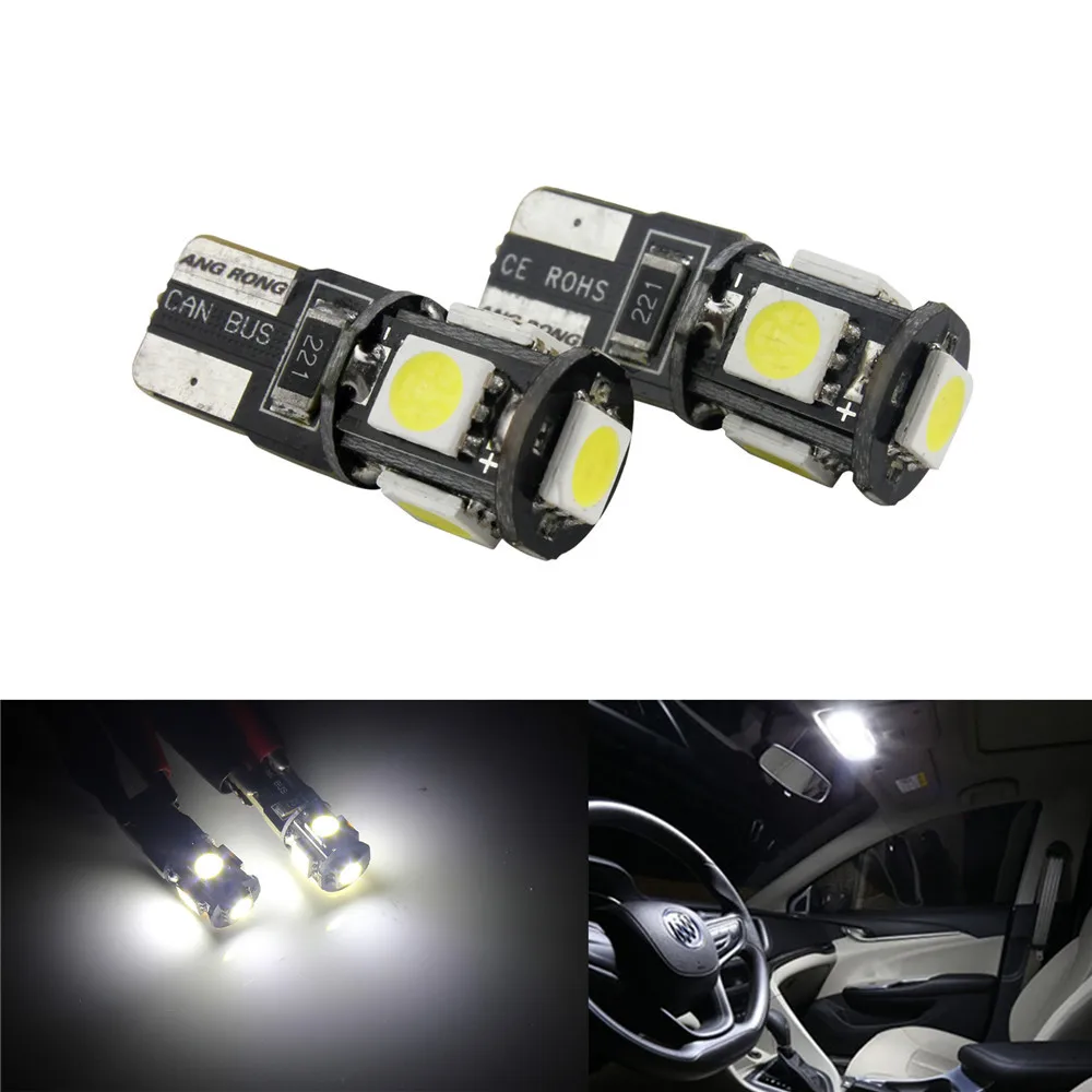 ANGRONG 2x5 SMD светодиодный Лампа 501 T10 W5W с боковым номерным знаком внутренняя лампа