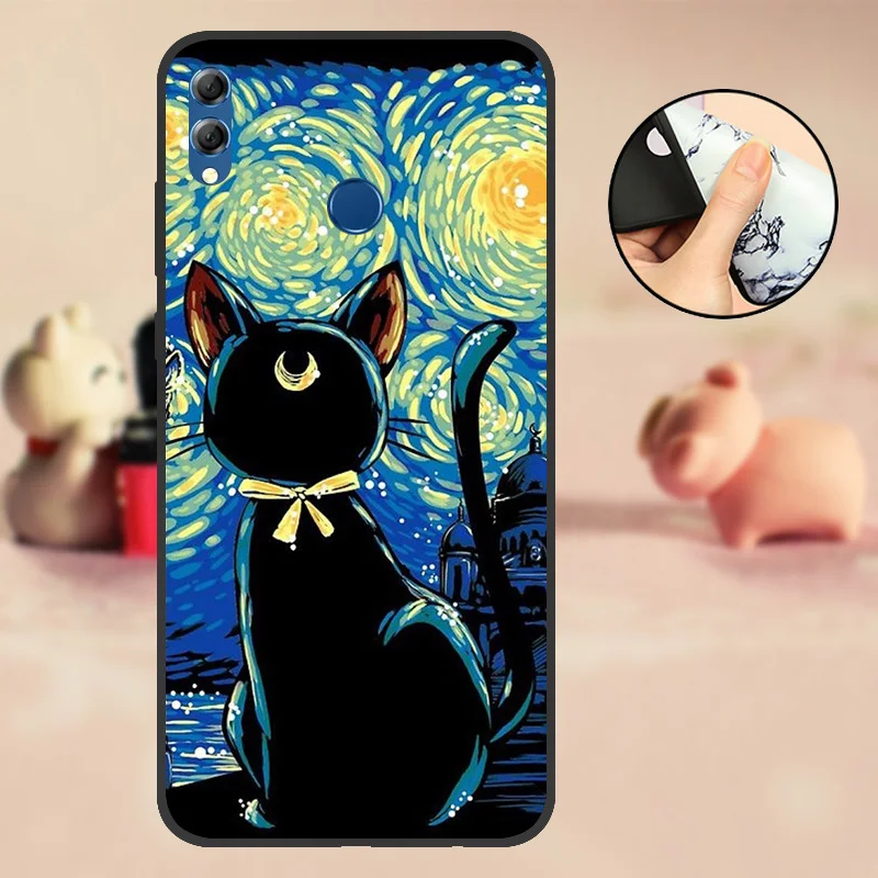 AFGMV Чехол для huawei Honor 8X черный мягкий Силиконовый ТПУ чехол из ТПУ чехол для huawei Honor 8X бампер с милым рисунком черный чехол - Цвет: AFGMV