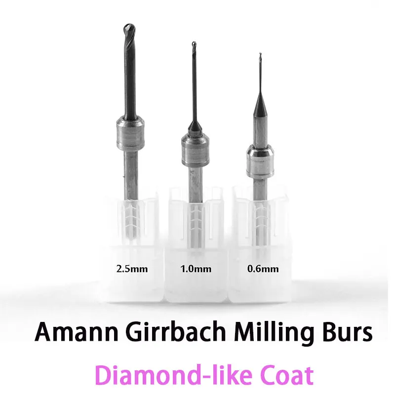 

DLC Diamond-like Coat Carbide Milling Burs for Amann Girrbach CADCAM System 0.6mm, 1.0mm, 2.5mm