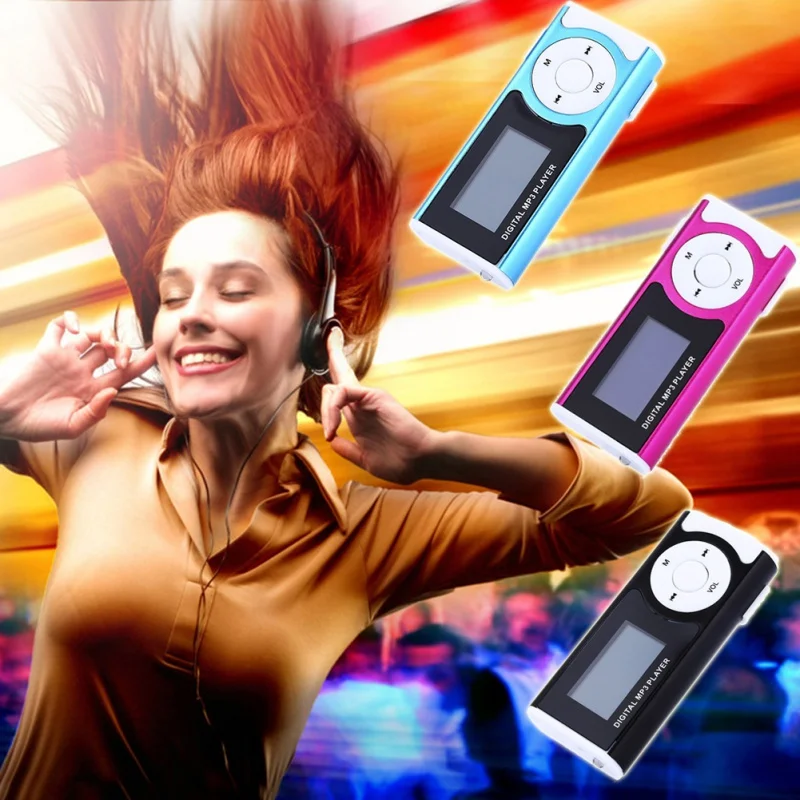 Популярный мини MP3 плеер с ЖК экраном и зажимами Micro SD на 8 ГБ спортивный