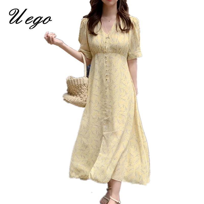 Платье женское шикарное летнее из шифона с цветочным принтом|Женские платья| |