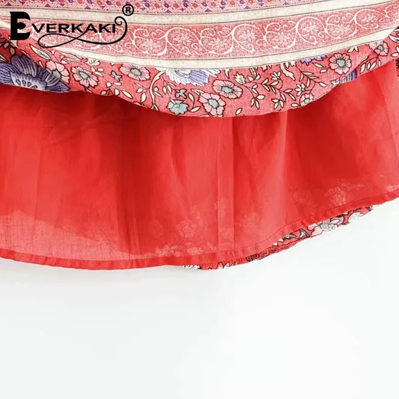 Everkaki Boho мини юбка с цветочным принтом для женщин цыганские оборки короткая
