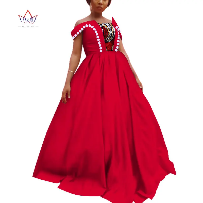 2020 Long African Dresses for Women short sleeve dashiki women bazin riche cotton dress african formal dresses plus size WY3975