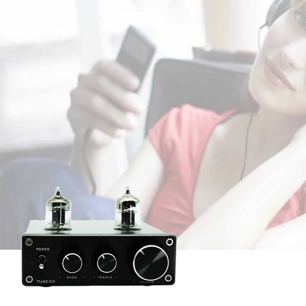 HIFI Adjustable Universal Turntable RIAA Headphone Vacumn Home Phono Preamp Aluminium Pre Amplifier Mini 6K4 Tube