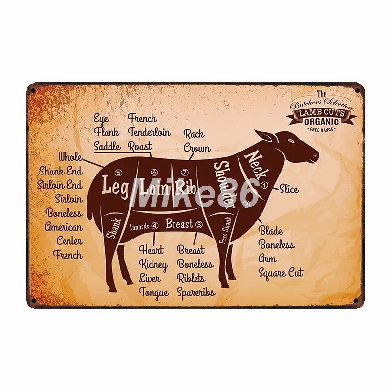 [Mike86] режет мясника руководство для искусственное мясо коллекция жестяной знак