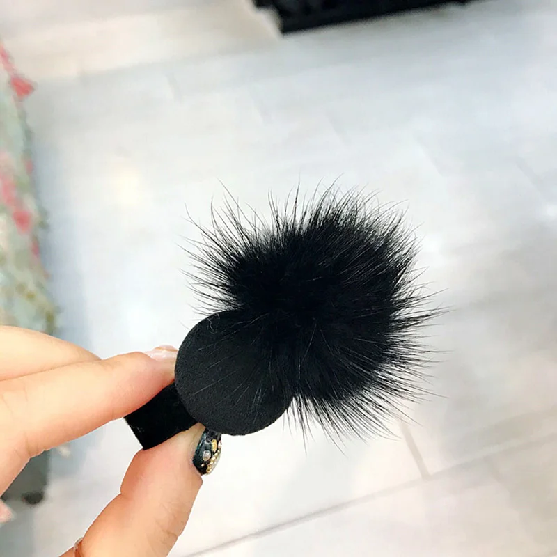 Норковый меховой шарик бархатная круглая заколка для волос модные женские