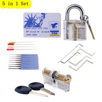 professional locksmith tools set locksmith practice tools transparent lock 5pcs tension wrench 10pcs broken key extractor