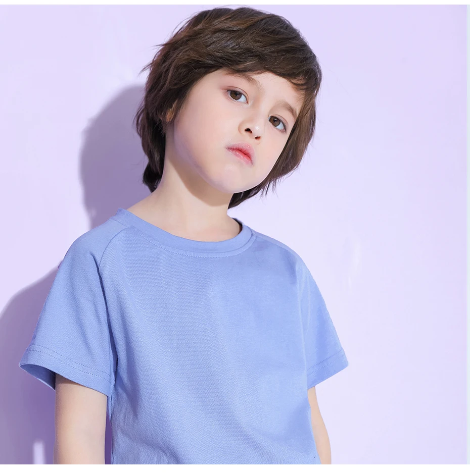 Pioneer Kids/летние фиолетовые футболки с короткими рукавами; топы с надписью на спине; хлопковые футболки для мальчиков; одежда для детей; BDT910154