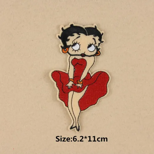 A 2 шт Betty Boop сексуальная леди девушка мультфильм патч логотип Утюг на вышитые аппликации знак костюм - Цвет: A