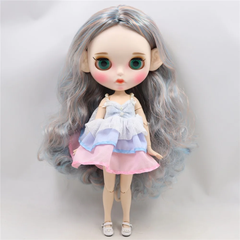 Фабрика blyth кукла 1/6 bjd белая кожа тела синий микс золотые волосы Новые матовые
