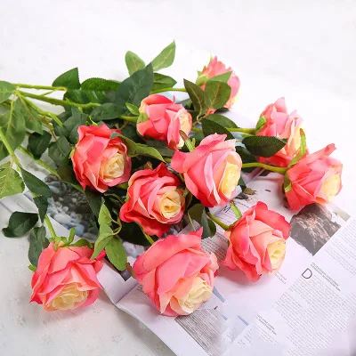 pink jb CHENCHENG 11 шт. 48 см искусственная роза искусственный букет из роз для свадьбы украшение дома Пластик Сушеные цветок цветочный орнамент - Цвет: pink jb