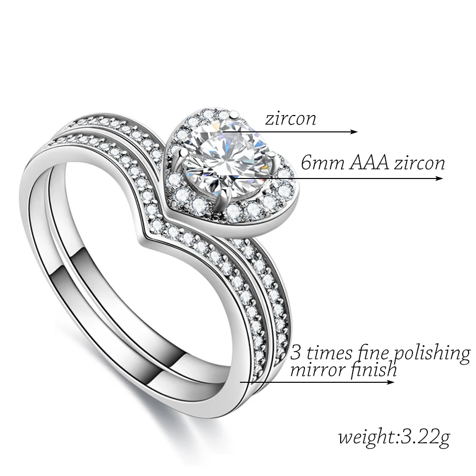 2 шт./лот КЛАССИЧЕСКИЕ СЕРЕБРЯНЫЕ кубические циркония кристалл сердце любовник