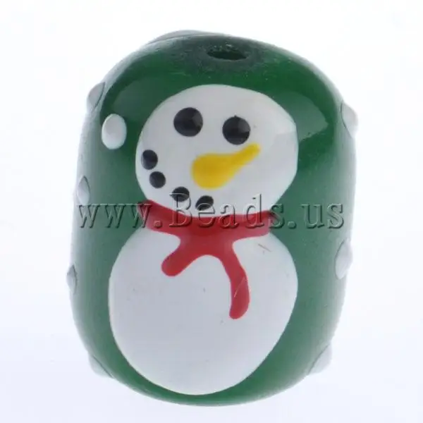Free shipping!!!Christmas Glass Beads Fashion Jewelry Graceful Drum brushwork green 17.50x15mm Hole:Approx 2mm Sold By PC | Украшения и