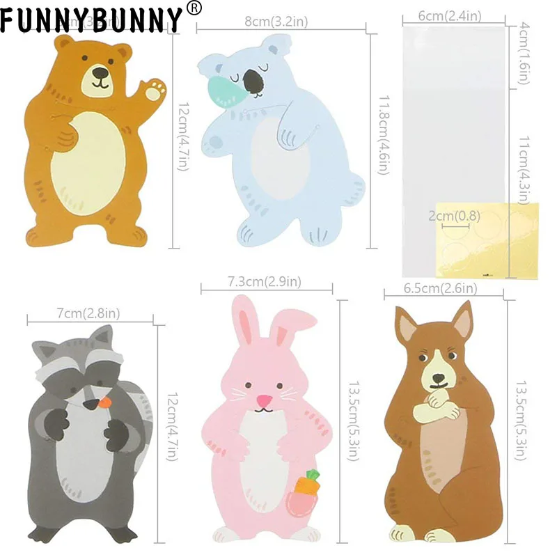 FUNNYBUNNY Party Favor мини упаковочные сумки для закусок супер милый кролик енота коала
