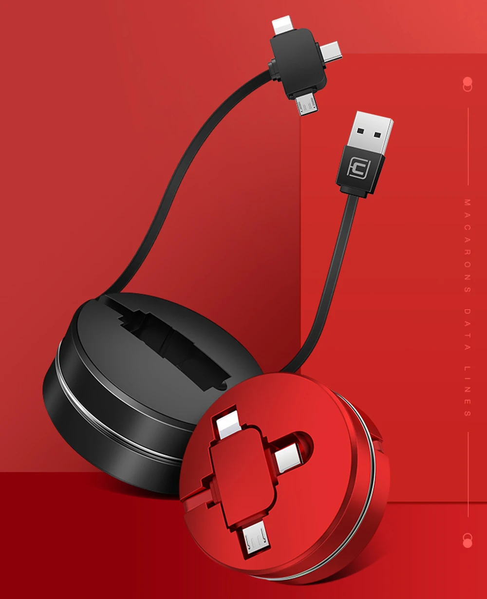 3 в 1 Micro Usb type C выдвижной кабель для IPhone X XS XR 8 7 6 6s plus компактная пудра коробка скрытый USB C зарядный кабель