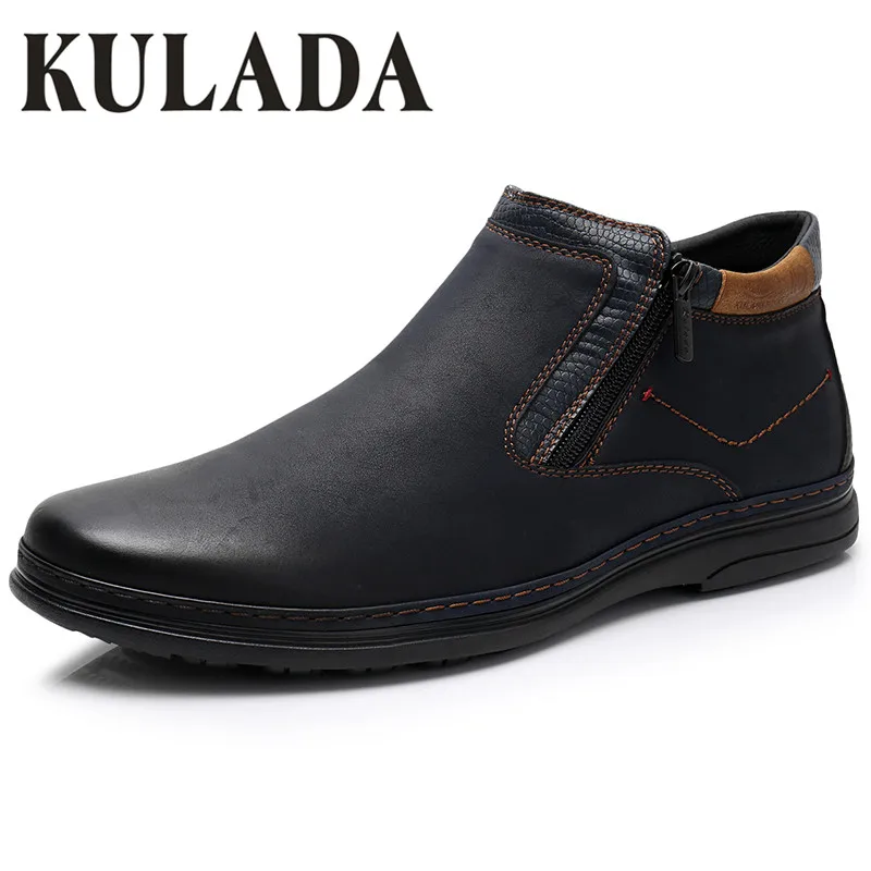 suede blue-503-1D KULADA Новая Мужская обувь из замши высокие Quantiy ботильоны Для мужчин двойной боковой молнией повседневные ботинки Для мужчин прогулочная удобная обувь - Цвет: suede blue-503-1D