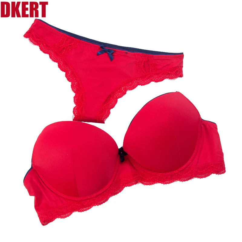 Dkert Фирменная Новинка C D 75/34 80/36 85/38 90/40 большой Размеры Для женщин бюстгальтер сексуальный бесшовный нижнее белье стринги Для женщин кружева Франция бюстгальтеров и трусиков, комплект
