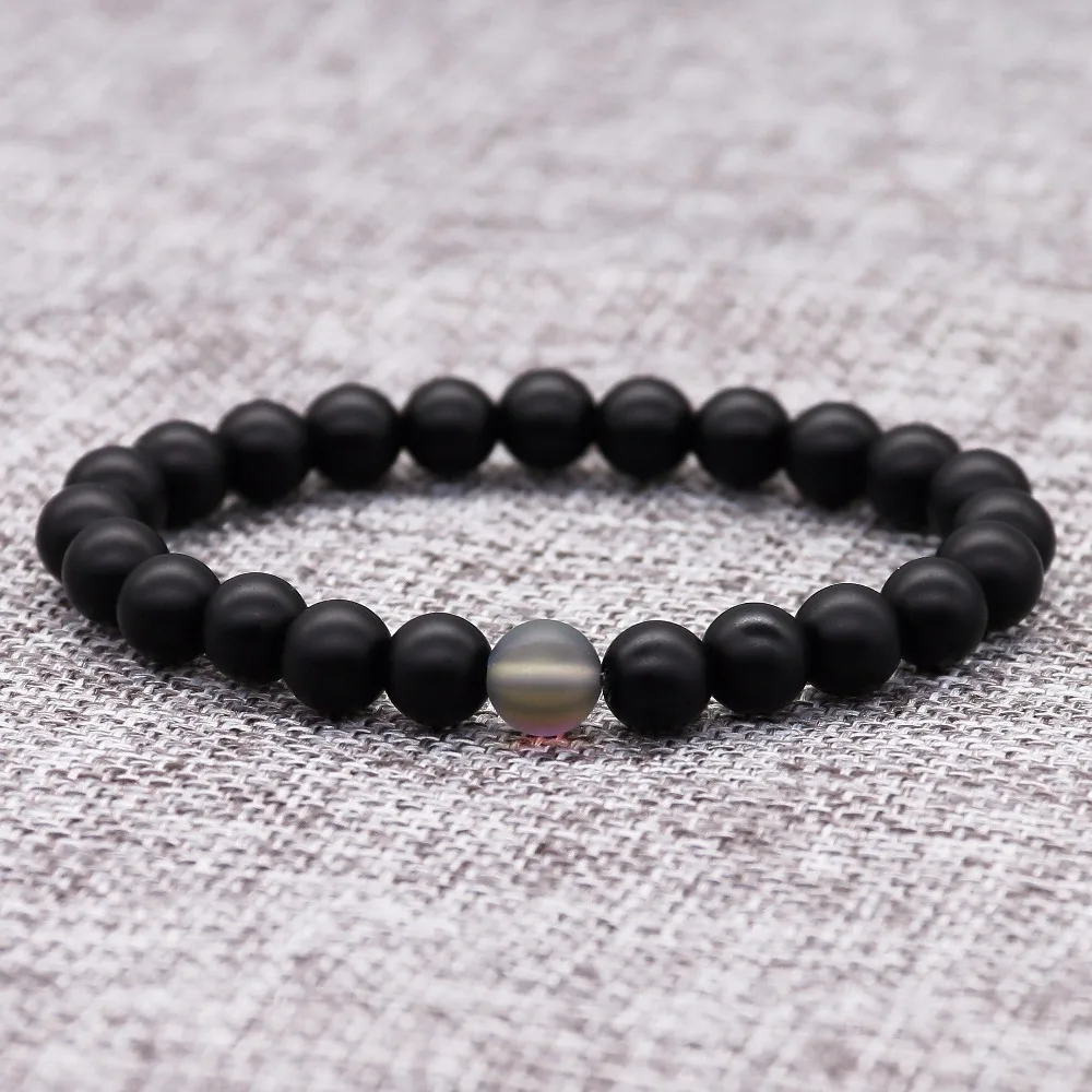 Браслет из натурального оникса для женщин и мужчин эластичный матовый белый