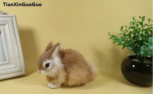 

simulation yellow rabbit hard model polyethylene&furs cute rabbit about 13x10cm craft home furnishing decoration gift s1322