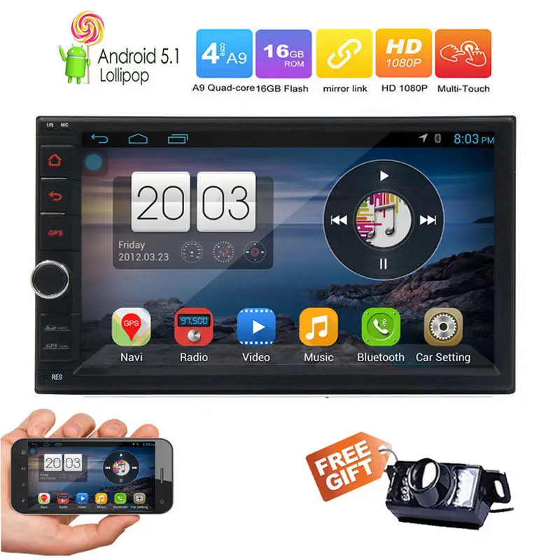 Android 5 1 3g wifi 7 &quotдвойной 2DIN автомобильный Радио HD стерео без DVD GPS Navi зеркальная