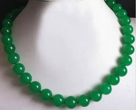 Бесплатная доставка натуральный зеленый JadeGem Камень круглые бусы ожерелье