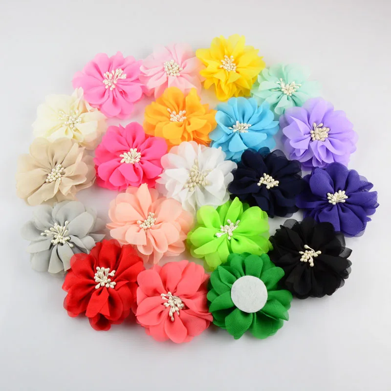 

20 pcs/lot , 2.75" inch Chiffon Ballerina Flowers with Beaded Center , Unfinished Chiffon Flower