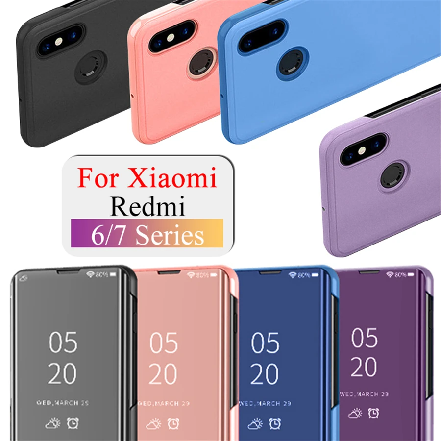 Зеркальный кожаный чехол для xiaomi redmi note 7 a чехлы телефонов xaomi red mi 7a note7 6 pro
