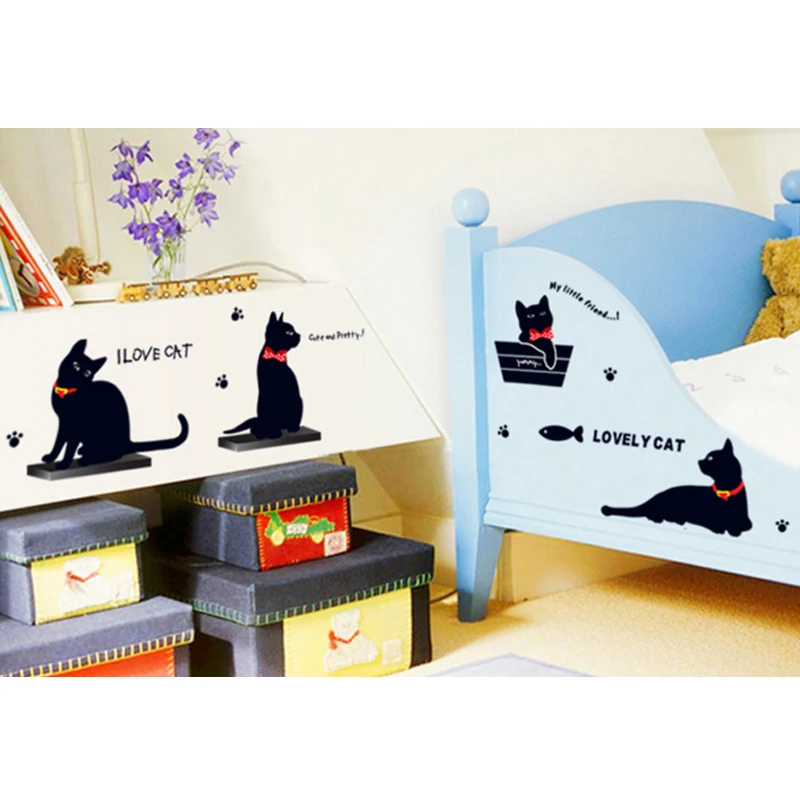 1 шт. настенные наклейки для детской комнаты милые играющие кошки дома подарок