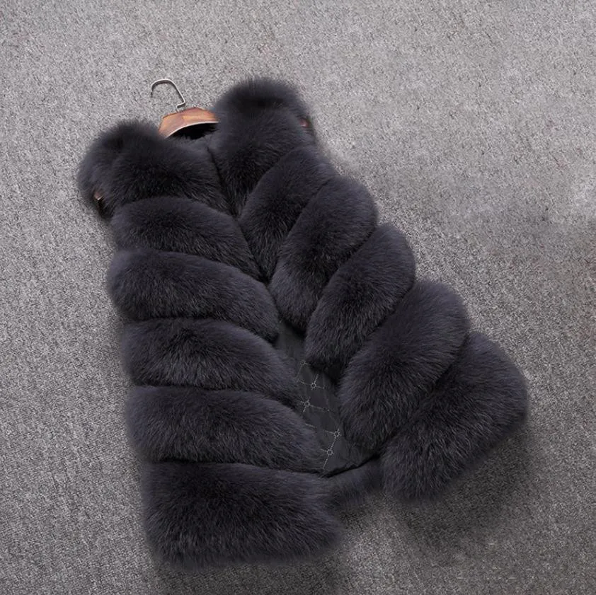 Новый Colete Feminino женский жилет из искусственного меха пальто без рукавов длинные